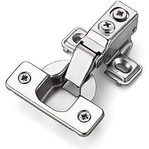 Ravinte 2 Pack 1 Pair Short Arm Kitchen Cabinet Hinges for 1/2 Inch Overlay Cabinet, Brushed Nickel 105 Degree Opening Angle Hinges, Soft Close Concealed with Mounting Screws for Face Frame Door