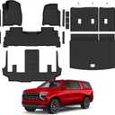 Floor Mats & Cargo Liner & Backrest Mat for 2021-2026 Chevrolet/Chevy Suburban/GMC Yukon XL 7 Seats All Weather Protection TPE Rubber Full Set Automotive Floor Liner Accessories (2nd Row Seats)