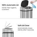 iTouchless 24 Gallon Extra Large Touchless Sensor Trash Can with AbsorbX Odor Filter, 91L Commercial Stainless Steel Automatic Kitchen Bin for Home, Office, Restaurant, Store, Lobby