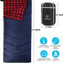 REDCAMP Cotton Flannel Sleeping Bag for Camping Backpacking, Adults Cold Weather Envelope Sleeping Bags with 2lbs Filling, 2lbs filling