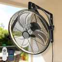 AHAWILL 20 Inch Wall Mount Fan with Lights,6-Speed High Velocity Wall Fan Dimmable Gazebo Fan,360Adjustable Tilt Industrial Outdoor Fans for Patio,Garage,Workshop,Commercial,Black