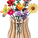 Wooden Vase Kit for Lego Roses Cherry Blossom Sunflower Tulips Daffodils Lotus Cute Flower Vase for Lego Bouquet Arrangement Home Decoration for Women AdultsNatural