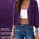 Kate Kasin Women's Cropped Cardigan Sweaters Trendy Lightweight 3/4 Sleeve Button Down Crochet Textured Shrugs Top, XL 