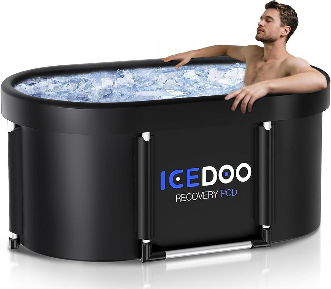 Upgrade XL 139 Gal Large Oval Ice Bath Tub for Athletes,Multiple Layered Portable Outdoor Cold Plunge Tub for Recovery,Cold Plunge for Family - Foldable Bathtubs for Gyms,Indoor,Outdoor use. (Black)