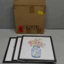 LyerArtork 3 Piece Flowers Wall Art Canvas Prints Butterfly Wildflowers in the Vase Floral Botanical Watercolour Painting Rustic Wall Decor for Living Room Bedroom Black Framed 12x12inchx3