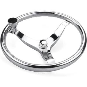 13.5 Inch Boat Steering Wheel with 3/4 Tapered Shaft, Anti-Slip Knurling Steering Wheel with Turning Knob 1/2"-20 Nut for Teleflex Manual Cable Type Steering Helm
