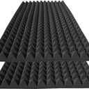 2 Pack Pyramid Sound Proof Foam,48x24x2 Inch High Density Soundproof Acoustic Panel for Wall,Fireproof Studio Foam Reducing Noise & Echo (Black)