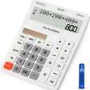 Desktop Calculator Large Display Big Buttons with 12 Digits 2-line LCD, Dual Solar Power and Battery, Calculator with Tax and Check Function for Office, Home, School and Business Large SizeOA-608