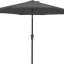 MEWAY 9ft Patio Umbrella Outdoor Table Umbrellas with Push Button Tilt and Crank, Market Umbrella 8 Sturdy Ribs for Deck, Garden, Pool and Backyard, Gray