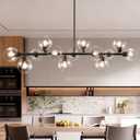 Linear Chandelier for Dining Room 59 Inch Sputnik Linear Chandelier 13-Lights Long Clear Glass Globe Pendant Lights for Kitchen Island, Sloped Ceiling, Farmhouse, Bar Counter, ETL