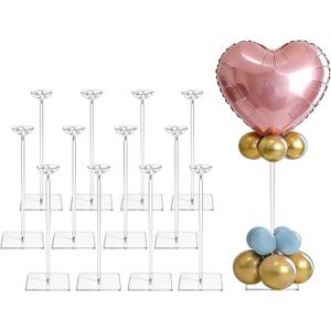 12 Pack Clear Acrylic Balloon Stand Kit, 15.75 Inch Reusable Balloon Sticks Holder With Base Perfect for Tabletop Centerpiece Party Event Decorations (15.75" 12 Pack)