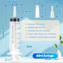 60ml Syringe for Liquid,5 Pack Large Plastic Syringes with Adapters and Cap,Individually Sealed Syringe for Feeding,Irrigation Water and Scientific Labs