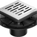 Neodrain Square Shower Drain,4 inch Black Stainless Steel 304 Grate and PVC Drain Body, Grate with Kit Includes Hair Trap/Strainer,Lifting Hook and PVC Drain Base