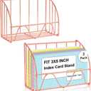 2 PCS Index Card Display Stand 3x5 Inch Business Card Stand Gold Metal Index Card Holder Greeting Cards Holders Capacity 200 Sheets Business Cards Organizer Desk Table Home Office (Rose Gold)