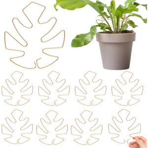 10 Pack Monstera Plant Stem Support Iron Plant Stakes for Indoor Plants Monstera-Shaped Stabilizer Grapple Holder Turtle Shell Bamboo Clamp Set for Thriving Growth (Gold, 7.08" x 6.29")
