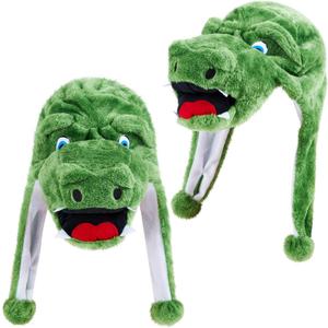 2 Pcs Crocodile Plush Hat Soft Warm Stuffed Animal Hat with Ear Flaps for Adults Couple Reptile Costume Women Men Gifts Winter Dress up Party Mardi Gras Warm Gifts Spring Festival Favors