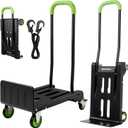 2-in-1 Folding Hand Truck & Dolly Cart, Convertible Hand Truck with Flat Platform, Quiet TPR Wheels, Lightweight 12.5lb, 264 lb Flat / 176 lb Upright Capacity, Compact Cart for Moving, Boxes & Luggage