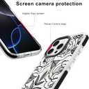 SAKUULO Floral Case for iPhone 16 Pro Max, Clear Black Rose Pattern Cute Slim Soft Silicone Shockproof Magsafe Compatible Case