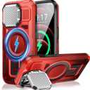 Camera Stand Case for iPhone 12 Pro Max, [Compatible with MagSafe] [Lens Cover] 2024 Version Military Grade Protective Soft Case for iPhone 12 Pro Max 6.7 inch Men Women, Red