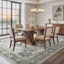EIEIHOUSE Washable Area Rugs for Living Room -10x12 Neutral Vintage Distressed Floral Farmhouse Boho Large Soft Floor Rug Indoor Non Slip Carpet for Living Room Bedroom Dining Room Office -Green/Grey
