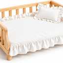 Elevated Wooden Bed for Small Dogs & Cats, 2 Mattress Covers, 30x20 inch