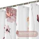 QiyI Watercolor Floral Shower Curtain, 3D Embossed Butterflies Pink Brown Flower Bathroom Curtain, Minimalist White Cloth Bath Curtain, Waterproof Fabric Textured Shower Curtain Set with Hooks, 72x72