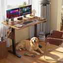 Claiks Electric Standing Desk, Adjustable Height Stand up Desk, 24x48 Inches Sit Stand Home Office Desk with Splice Board, Black Frame/Rustic Brown Top