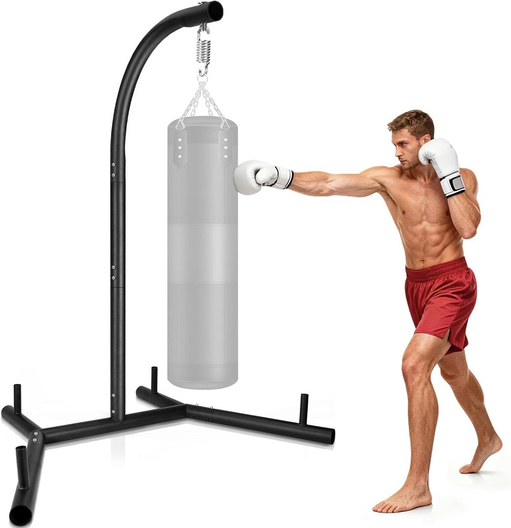 Upgraded Punching Bag Stand, Heavy Duty Boxing Stand, Steel Sandbag Rack Boxing Bag Stand, Freestanding Durable Training Equipment for Home & Gym Fitness Stable Steel, Stand Only