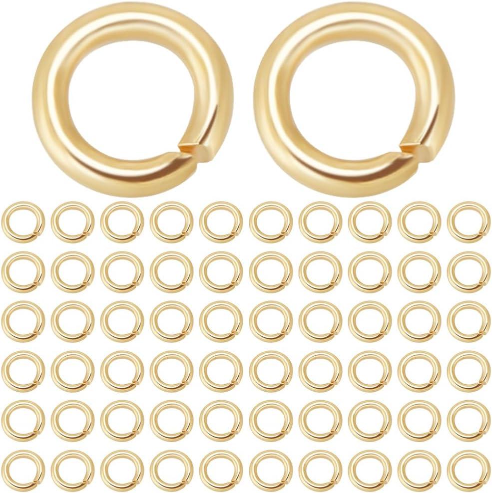 Beebeecraft 1 Box 600Pcs 4mm Open Jump Rings 18K Gold Plated Stainless Steel Single Loop Small Circle Frames O Ring Connectors for Bracelet Necklace Jewellery Making
