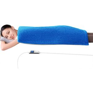 Boncare 17"x33" Extra Large Heating Pad for Back Pain Relief & Period Cramp Without Auto Shut Off & 5 Auto Shut-Off Timers, 6 Heat Levels 9 Hr Auto Off and 12.6ft Cord Bed Foot Warmer(Blue)