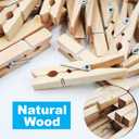 SenseYo 200 Pcs Large Wooden Clothes Pins 2.9 Inch Heavy Duty Natural Wood Clips Clothespins with Rust Resistant Spring for Hanging Pictures Chip Bags DIY Crafts Photos Drying Laundry Decoration