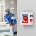 NLShan Wall-Mounted AED Cabinet, Metal Steel Plate Storage Cabinet with Snap Lock, Fits All Brands Cardiac Science, 14.2 x 7.8 x 15.7 Inch
