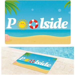 24" x 35" Pool Mat Non Slip Poolside Seating Mat for Edge of Pool Floor Pool Seat Waterproof Outdoor Pool Rug Deck Runner Rubber Poolside Chair with Drainage for Inside Outside Summer Beach Lounging