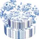 EI 60pcs Blue Plastic Plates Disposable Heavy Duty,Blue and White Floral Disposable Plates,10.25" Dinner & 7.5" Dessert Plate,Natural Fresh and Elegant Decorations for Birthdays/Tea Party/Wedding