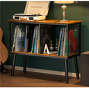 Record Player Stand with Adjustable Divider Vinyl Storage Holder Up to 200 Albums Mid-Century Large Record Player Table Vinyl Holder Turntable Stand End Table for Bedroom & Living Room, Patent Pending