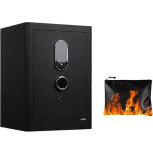 86 lbs Heavy-Duty Fingerprint Safe with Fireproof Bag, Large 4.0 cu.ft Biometric Home Safe for Valuables, Hidden Compartment, Lockable Inner Box, Removable Shelf, LED Light & Alarm System