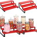 2 Pack 3 Tier Christmas Hot Cocoa Bar Station Organizer Shelf for Countertop Decorations Wooden Storage Rack Kitchen Counter Chocolate Spice Rack Organizer Coffee Bar Accessories