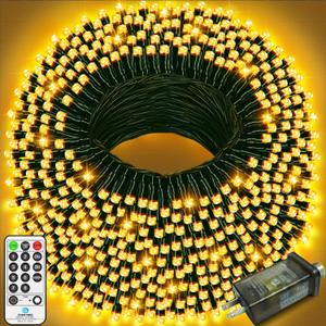 590FT 1500 LED Christmas Lights Twinkle Fairy Lights Outdoor Waterproof Super Long LED String Lights 8 Modes & Timer for Xmas Yard Tree Patio Wedding Holiday Party Decorations(Warm White)