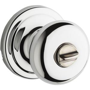 Kwikset Hancock Interior Privacy Door Knob with Lock, Door Handle For Bathroom and Bedroom, Polished Chrome Keyless Turn Lock Doorknob