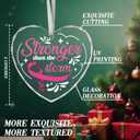 2 x Breast Cancer Gift for Women, Breast Cancer Christmas Ornaments Pink Heart Hanging, Encouragement Hope Gift for Cancer Patients and Survivors, Chemo Christmas Ornaments Gifts