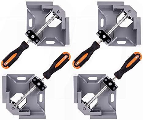 WYQYQ 4pcs Corner Clamp - Right Angle 90 Degree Wood Clamps For Woodworking, With Adjustable Swing Jaw Aluminum Alloy Frame, For Welding, DIY Woodworking