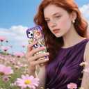 TEECOVER for iPhone 13/14 Case, Heavy-Duty Shockproof Full Protection Hard Plastic Bumper + Soft Silicone Rubber Protective Case for iPhone 13/14-6.1-Inch, Purple Butterfly