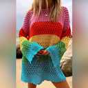 Mumu Show Me Your Mumu Paula Pullover Bright Stripe Crochet Cover Up Size X-Small