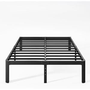 12 Inch High Platform Queen Bed Frame No Box Spring Needed, Metal Bed Frame Queen Size, Noise Free, Easy Assembly, Heavy Duty, Black