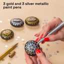 ARTISTRO 6 Gold & Silver Metallic Acrylic Paint Pens 0.7mm Extra Fine Tip Paint Pens for Crafts, Rock Painting, Greeting Cards, Ornament Decor, DIY Art