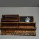 Key Holder for Wall, Mail Organizer Wall Mount with Key Hooks and Wallet Holder, Sunglasses Storage and Dog Leash Hanger, Decorative with 4 Double Hooks and Chalkboard (Brown)