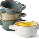 MONITO Ceramic Salad Bowl with Handles, 14 oz French Onion Soup Bowls, Ceramic Soup Bowls for Cereal, Pasta, Chilli, Beef Stew, Stackable Serving Bowl Set of 4 (14 OZ)