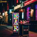 BAR - Illuminated Marquee Bar Sign for home decor - Light up LED Marquee Word Sign - Pre-Lit Pub Light Battery Operated, Valentines Day Gifts for Him (Colorful)