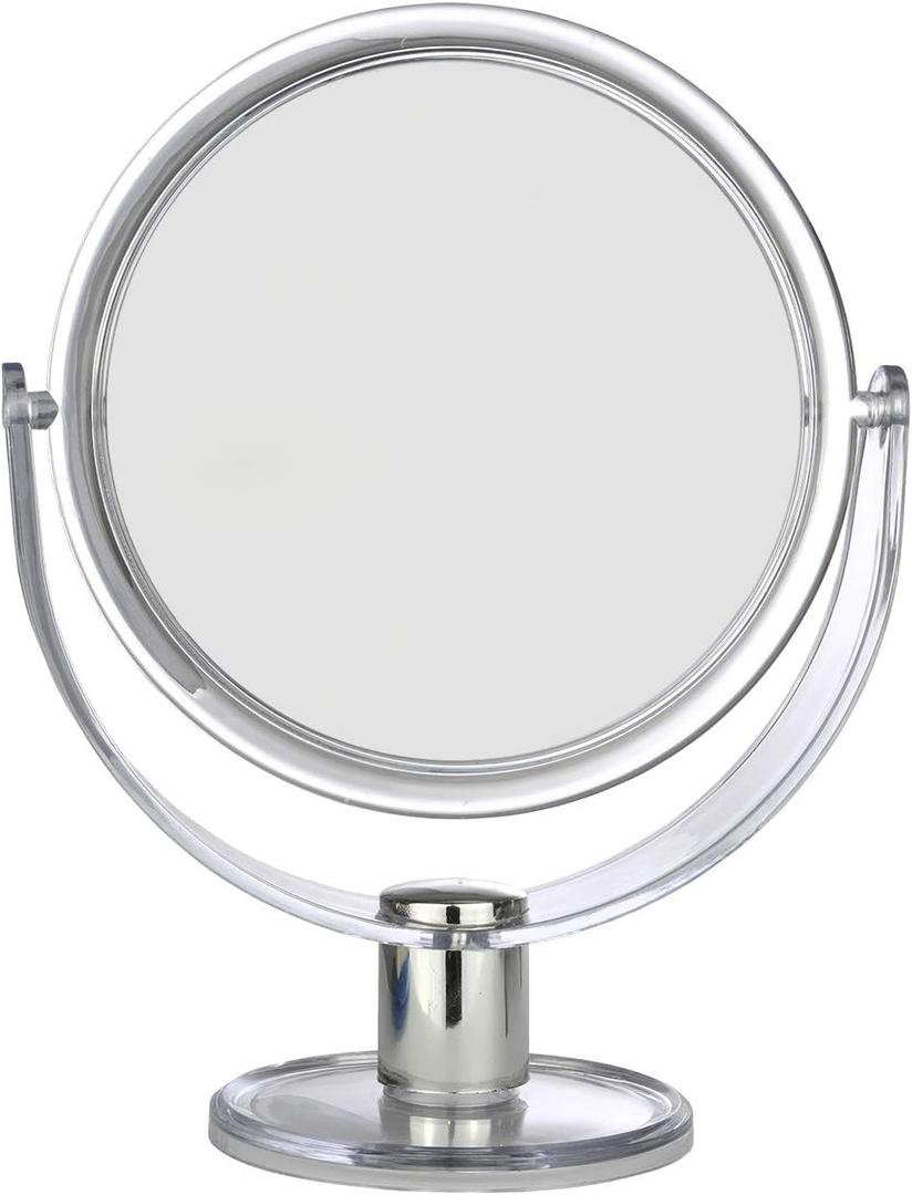 BNYD Vanity Makeup Mirror with Stand Double Sided 1X/2X Magnification, 360 Swivel Desk Mirror, Portable Tabletop Magnifying Mirror for Bathroom, Bedroom, or Travel