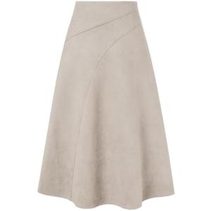 Kate Kasin 2025 Women's Suede Skirts, High Waist A-Line Skirt, Fall Winter Midi Skirt, Size L